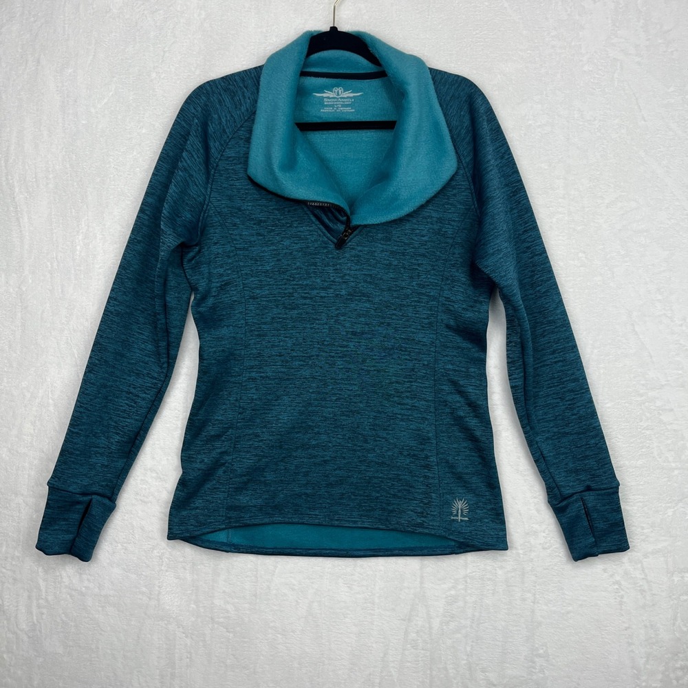 SnowAngel Minx Snuggle Scarf Pullover Womens L Blue Space Dye Zip-T Fleece